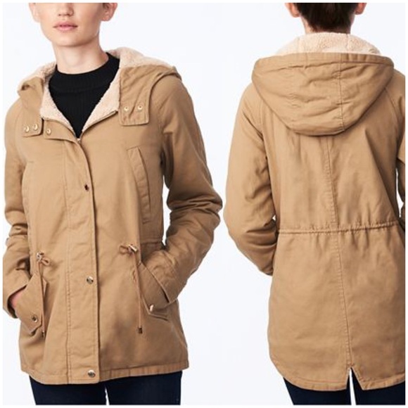 Collection B Jackets & Blazers - Tan Fleece Anorak Hood Lined Coat